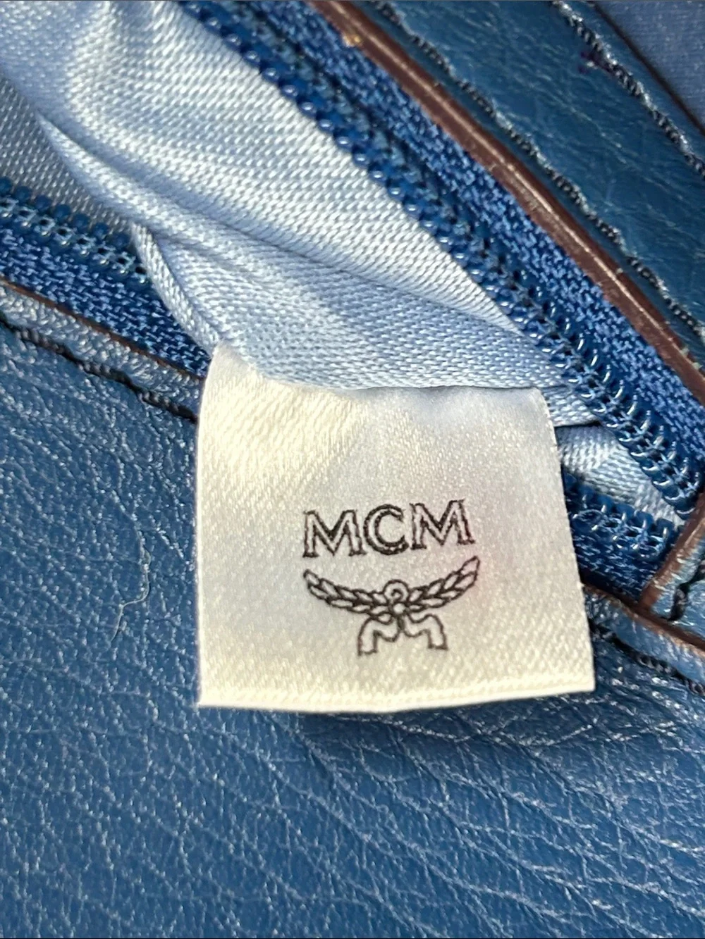 MCM München Vintage Cobalt Blue Leather 2-Way Satchel Crossbody